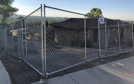 Temporary chain link fence for restricted area