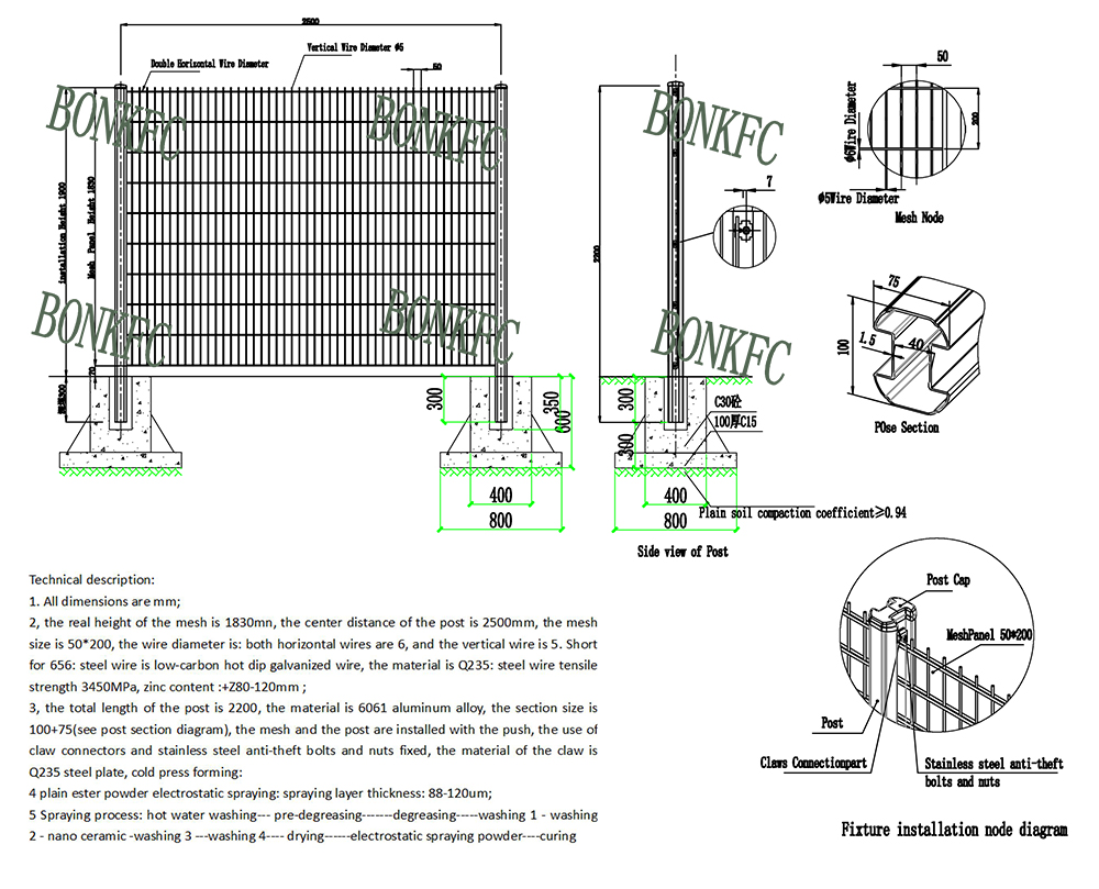 Double Wire Fence with Aluminum Alloy Post
