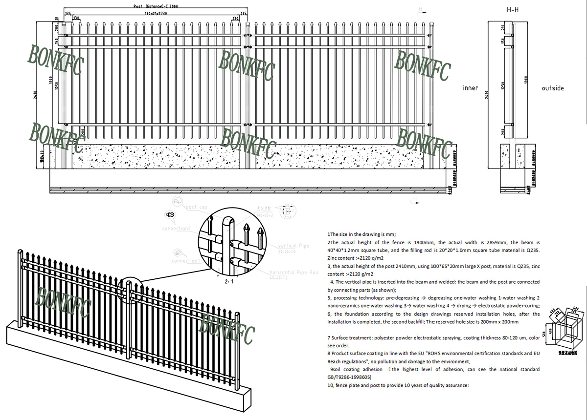 Steel Fence with Aluminum Alloy Post